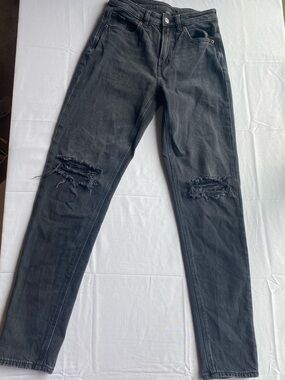 American Eagle Outfitters Light Washed Black Women's Skinny Ripped Jeans